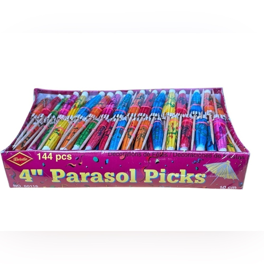 Cocktail Drink Umbrellas Parasol Picks, 144 Pieces 4” Paper Party Festive Decor